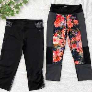 Bundle of VSX & JoyLab workout capri pants, black gray floral